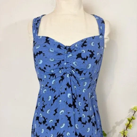 FREE PEOPLE * Rosalee Midi Dress | large | blue floral - Picture 2 of 10